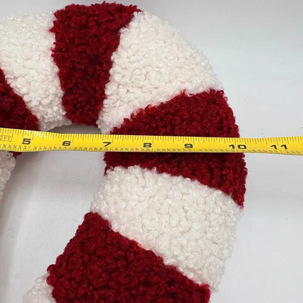 Pottery Barn Candy Cane Pillow 20in Red White Christmas Sherpa Holiday